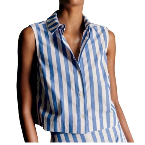 Sézane Harmonie Shirt – Bright Blue & Ecru Stripes | Size M | NWT - Picture 4 of 6